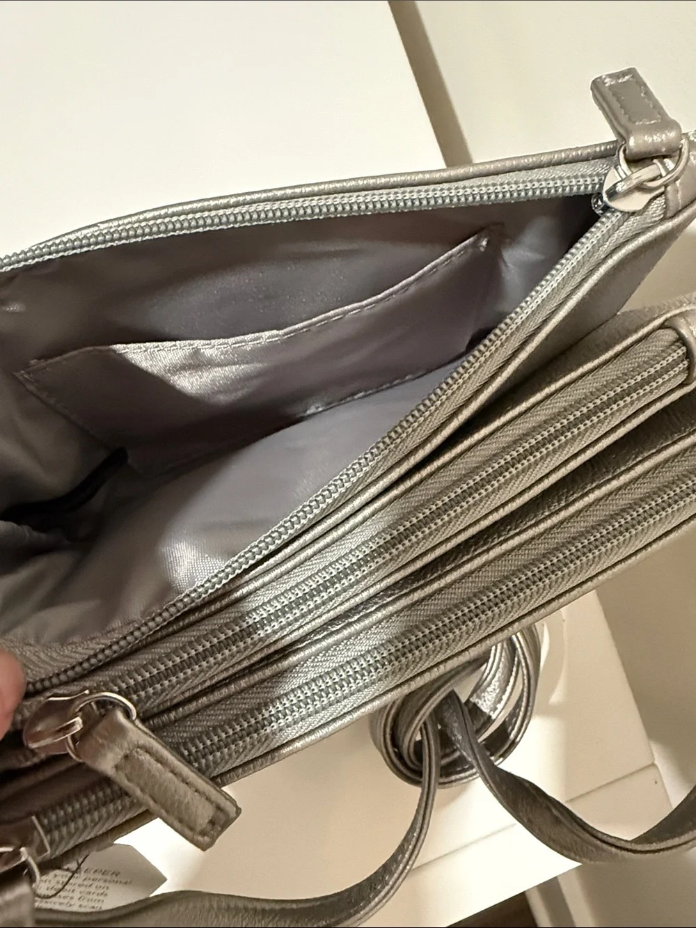 Mindi Women's Safekeeper Pewter Crossbody Purse  NWT